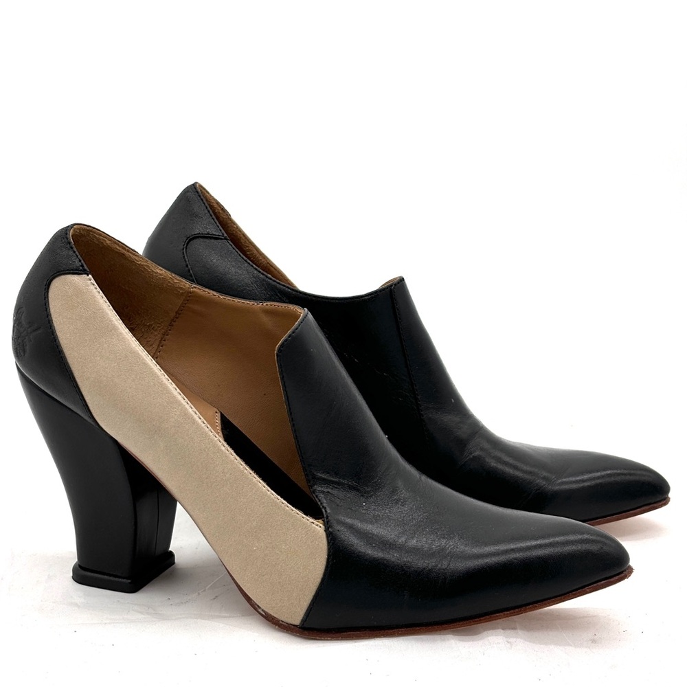 John Fluevog Black and Cream Heels